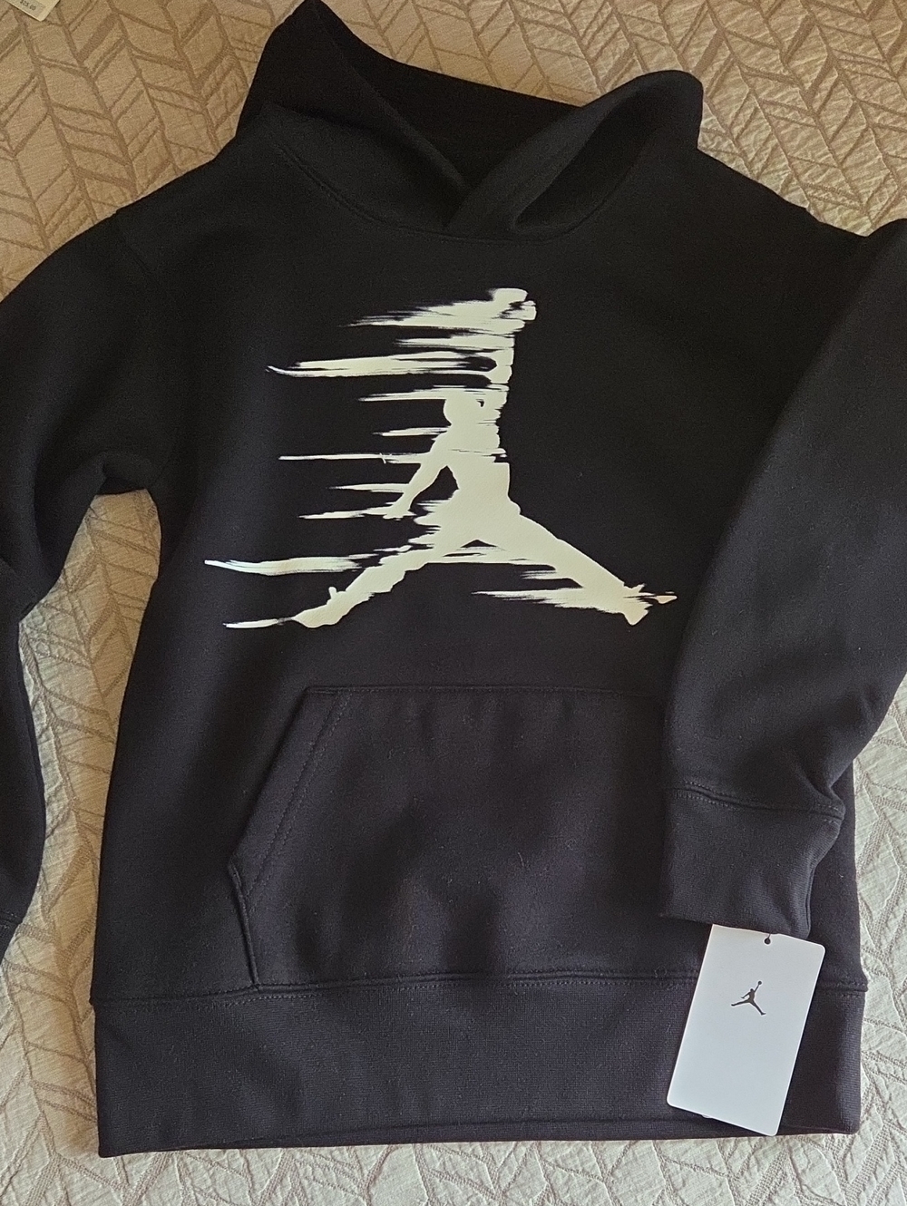 Jordan Black Crewneck Pullover with White Distressed Jumpman